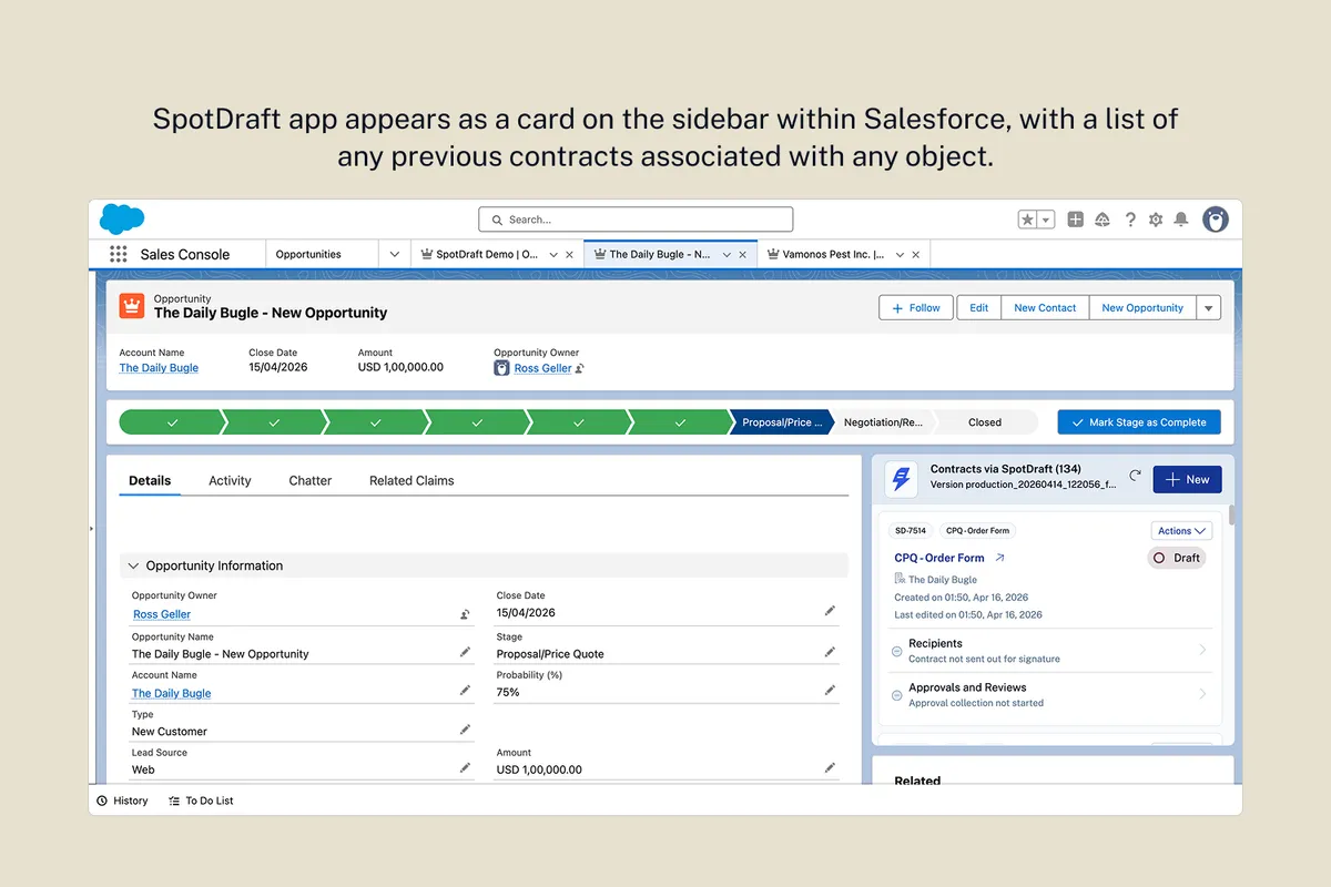 Contracts via SpotDraft — screenshot from the Salesforce AppExchange listing