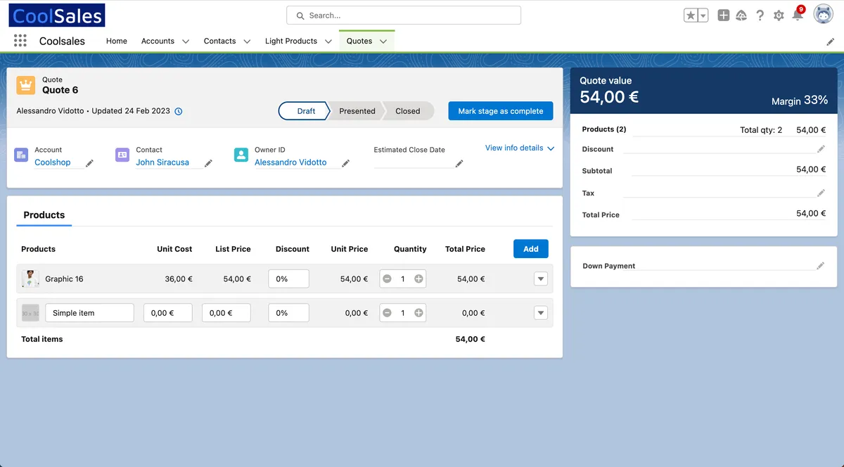 CoolSales — screenshot from the Salesforce AppExchange listing