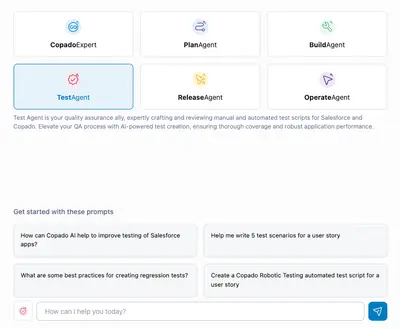 Copado Robotic Testing for DevOps Center for Salesforce — screenshot
