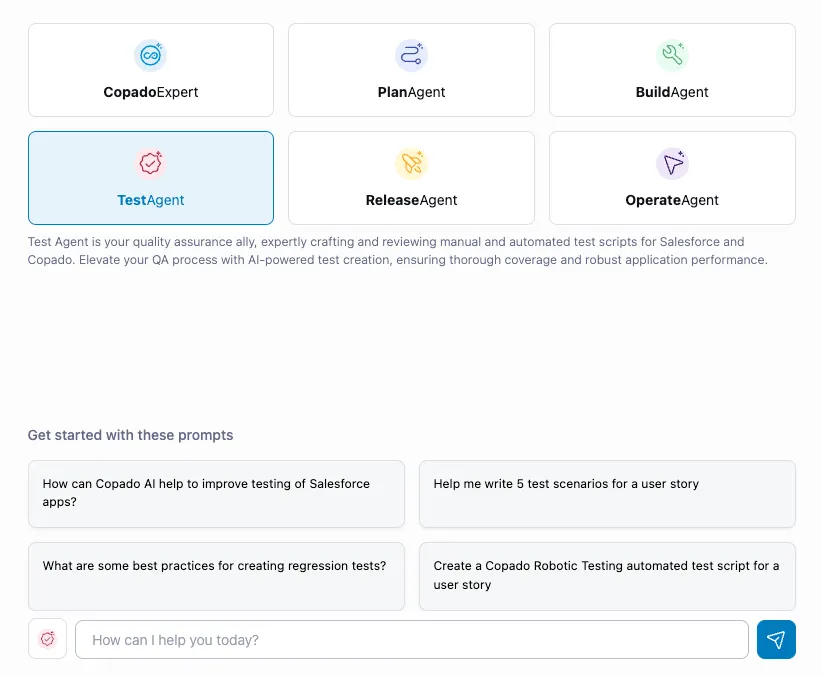 Copado Robotic Testing for DevOps Center — screenshot from the Salesforce AppExchange listing