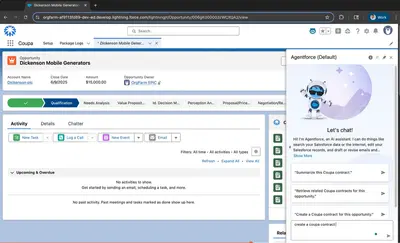 Coupa Contract Creation with Agentforce for Salesforce — screenshot