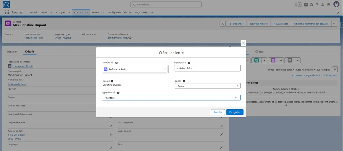 Courrier — screenshot from the Salesforce AppExchange listing