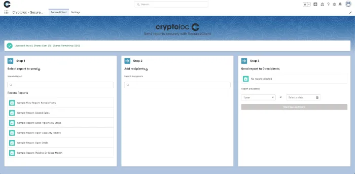 Cryptoloc Secure2Client - Secure Report Transfer — screenshot from the Salesforce AppExchange listing