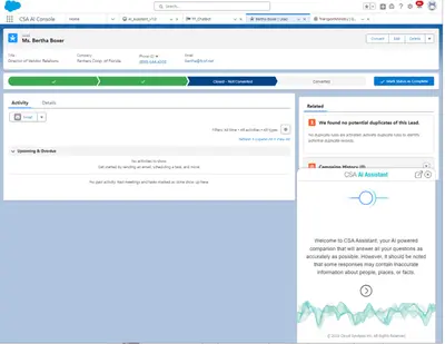 CSA AI Assistant for Salesforce — screenshot