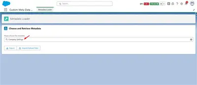 Custom Metadata Type Data Loader for Salesforce — screenshot