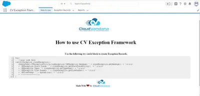 CV Exception Framework for Salesforce — screenshot