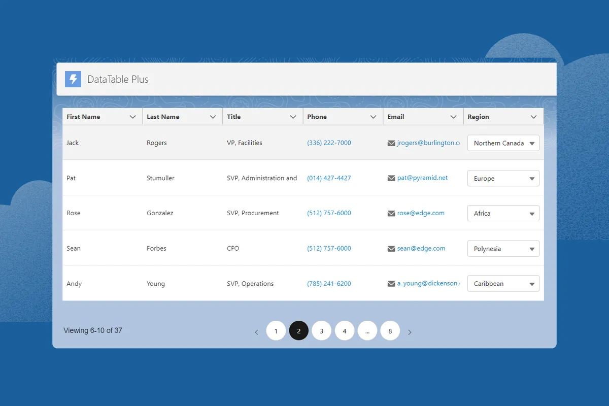 DataTable Plus — screenshot from the Salesforce AppExchange listing