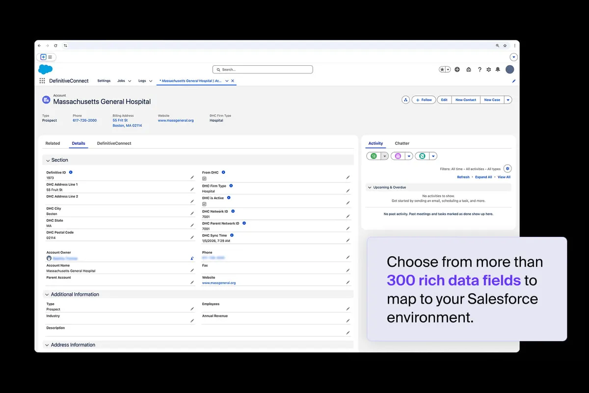 DefinitiveConnect — screenshot from the Salesforce AppExchange listing