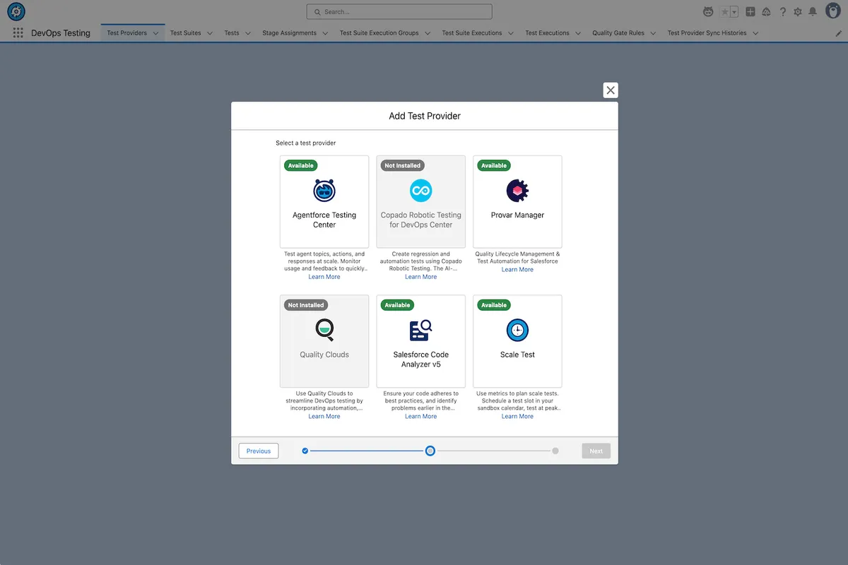 DevOps Testing — screenshot from the Salesforce AppExchange listing