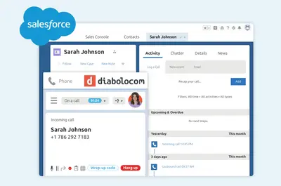 Diabolocom CTI for Salesforce | Contact Center, AI, Inbound/Outbound Calls, HVS for Salesforce — screenshot