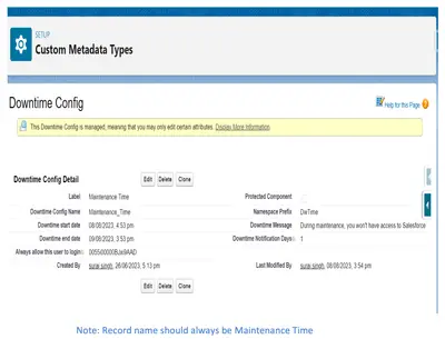 Downtime Manager for Salesforce — screenshot