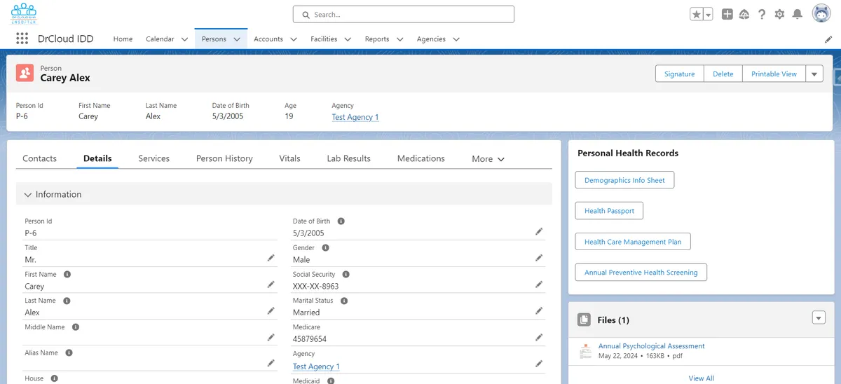 DrCloudEHR — screenshot from the Salesforce AppExchange listing