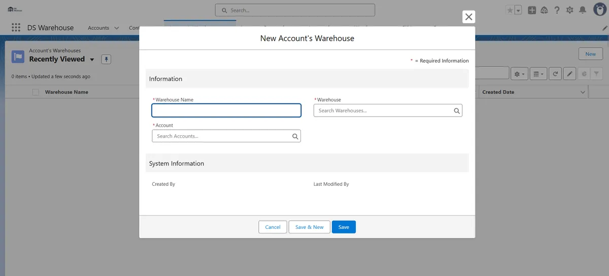 DS Warehouse — screenshot from the Salesforce AppExchange listing