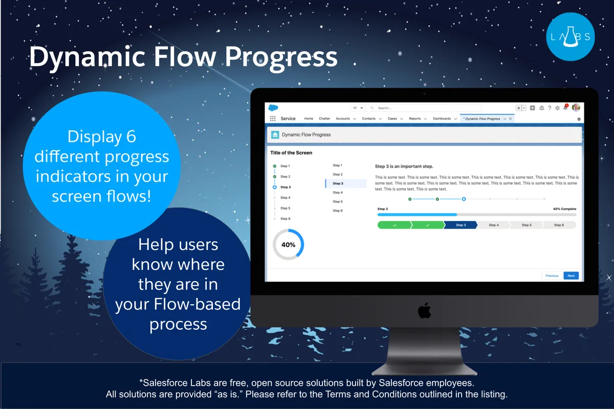 Dynamic Flow Progress — screenshot from the Salesforce AppExchange listing