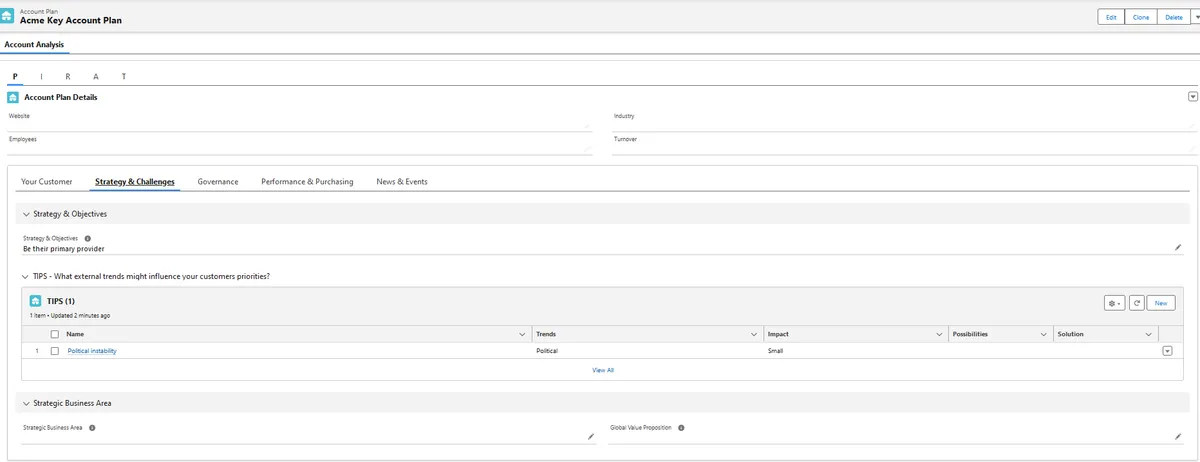 e-PIRAT Key Account Plan — screenshot from the Salesforce AppExchange listing