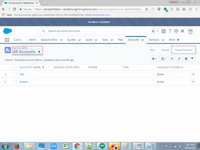 E2Excel for Salesforce — screenshot