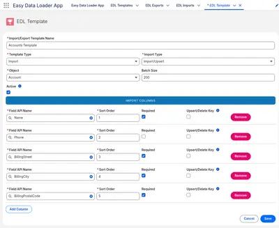 EDL - Easy Data Loader for Salesforce — screenshot