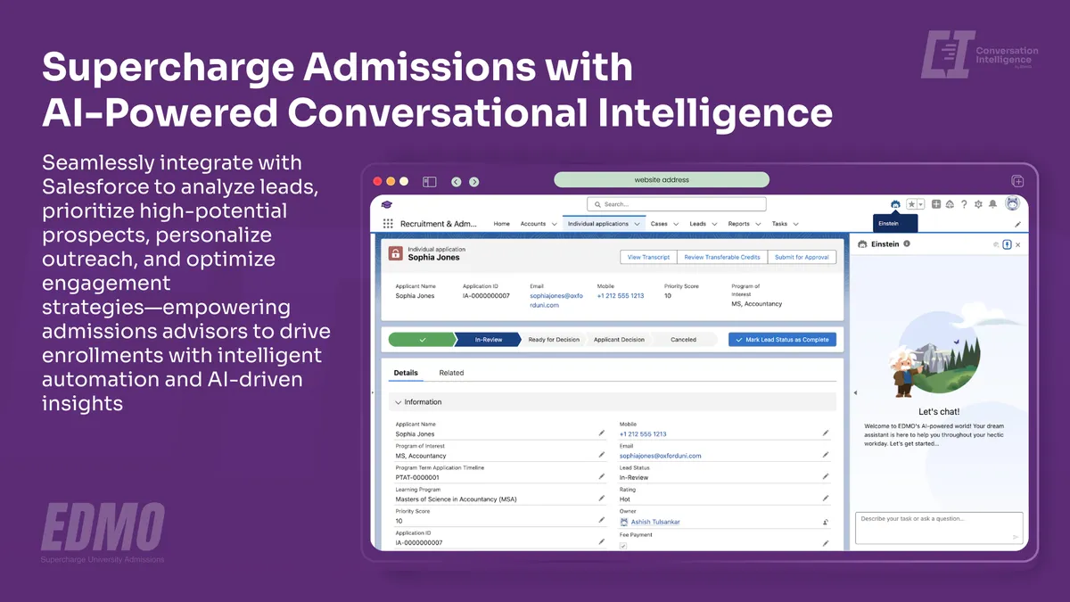 EDMO's Conversational Intelligence — screenshot from the Salesforce AppExchange listing
