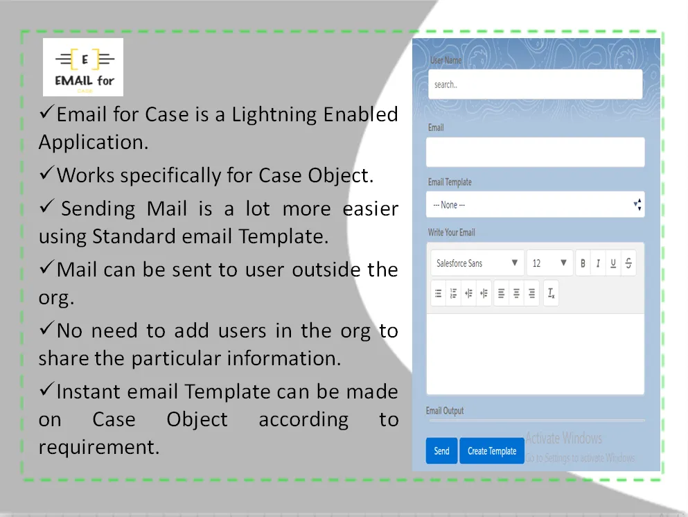 Email for Case — screenshot from the Salesforce AppExchange listing