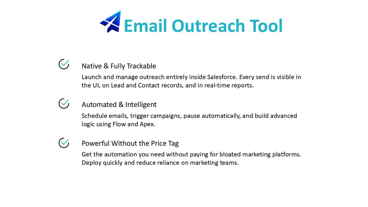 Email Outreach Tool — screenshot from the Salesforce AppExchange listing