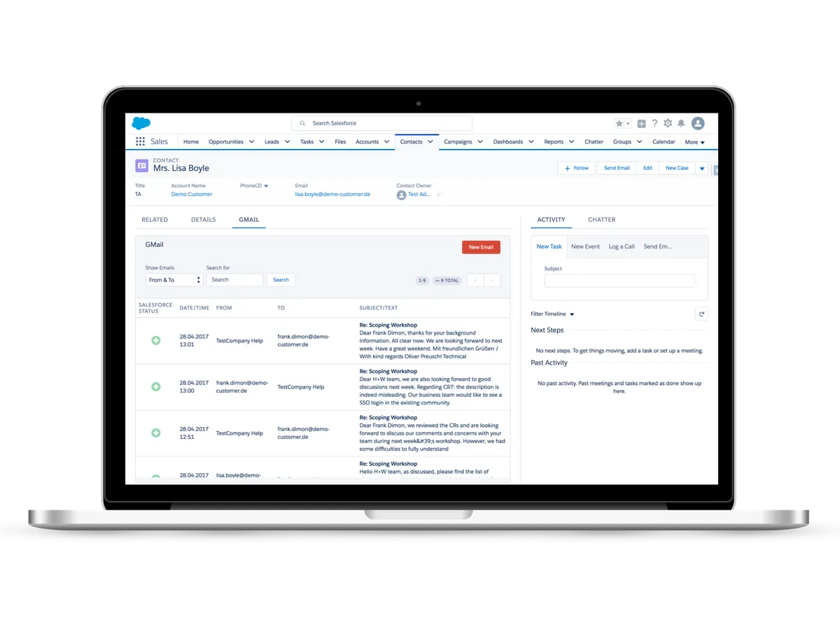 EmailLiveConnect for Gmail™ — screenshot from the Salesforce AppExchange listing