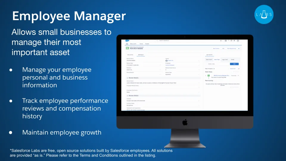 Employee Manager — screenshot from the Salesforce AppExchange listing