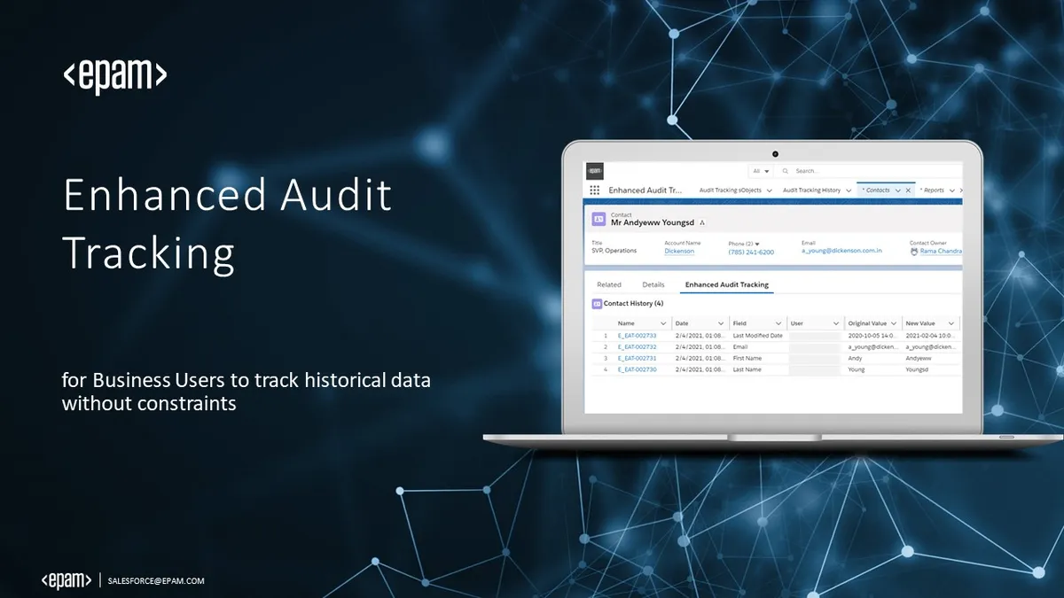 Enhanced Audit Tracking — screenshot from the Salesforce AppExchange listing