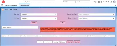 EventLogFile Export for Salesforce — screenshot