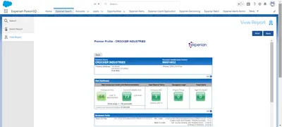 Experian FusionIQ - Instant access to credit reports on businesses & owners for Salesforce — screenshot