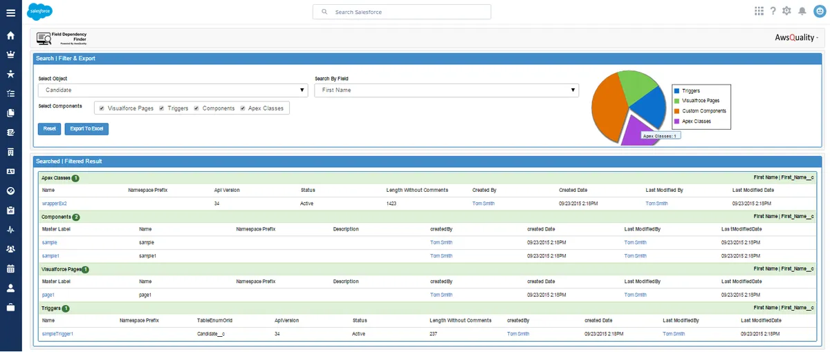 Field Dependency Finder — screenshot from the Salesforce AppExchange listing