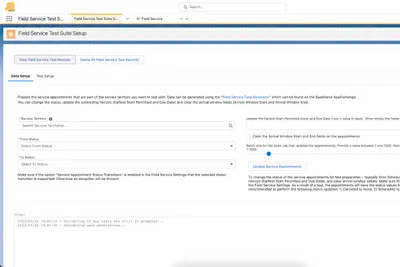 Field Service Test Suite for Salesforce — screenshot