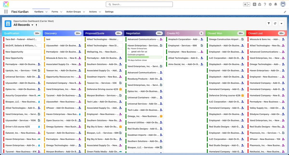 Flexi Kanban — screenshot from the Salesforce AppExchange listing