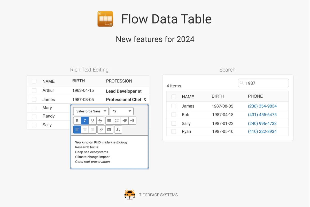 Flow Data Table Ultimate Edition — screenshot from the Salesforce AppExchange listing