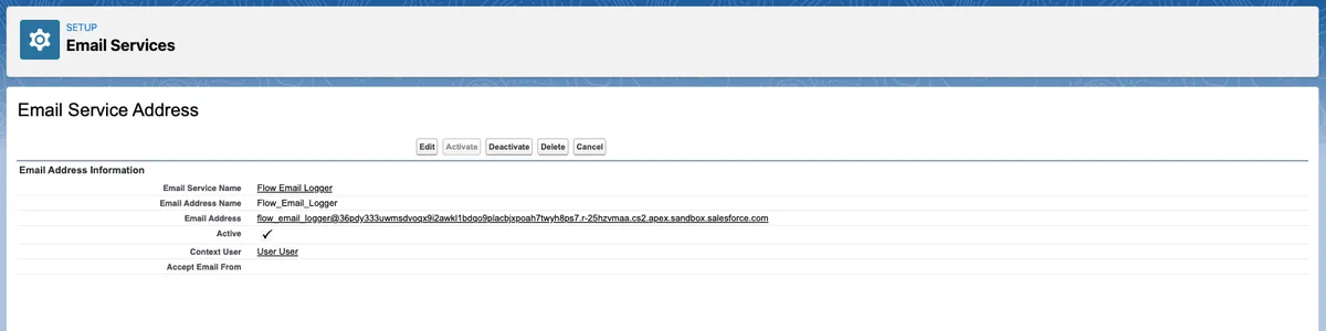 Flow Email Logger — screenshot from the Salesforce AppExchange listing