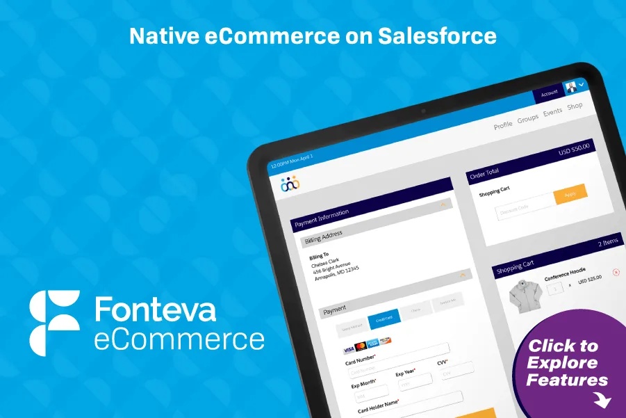 Fonteva eCommerce — screenshot from the Salesforce AppExchange listing