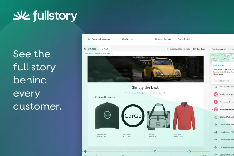 Fullstory Behavioral Data Analytics — screenshot from the Salesforce AppExchange listing