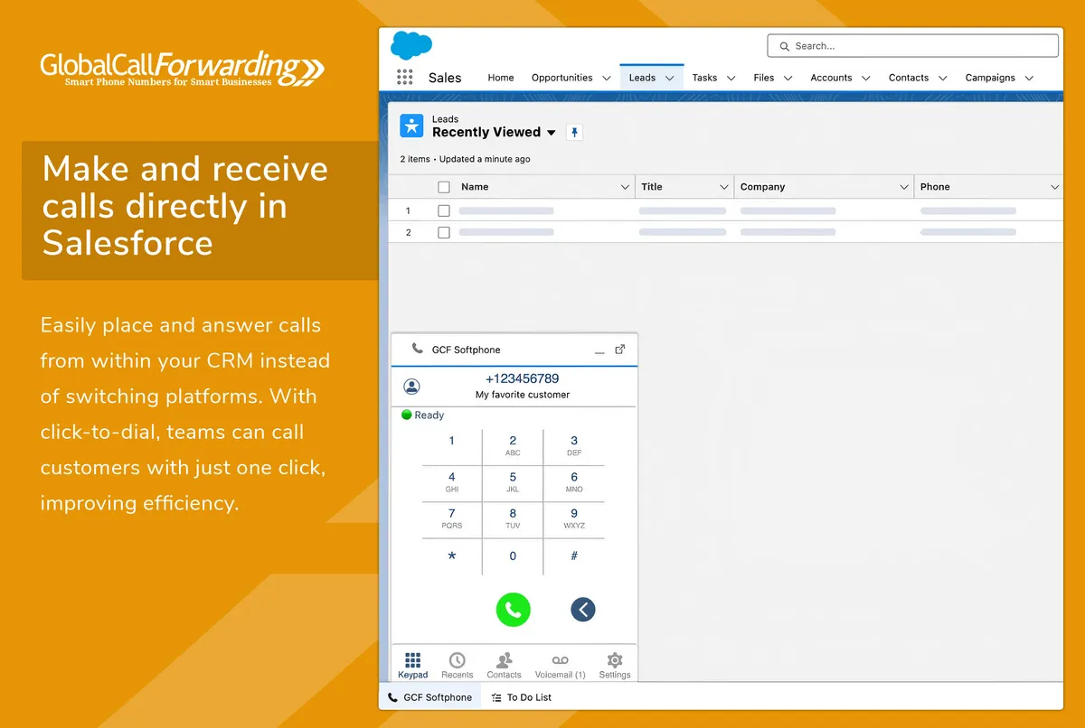 Global Call Forwarding Softphone | Salesforce CTI for Sales & Support — screenshot from the Salesforce AppExchange listing