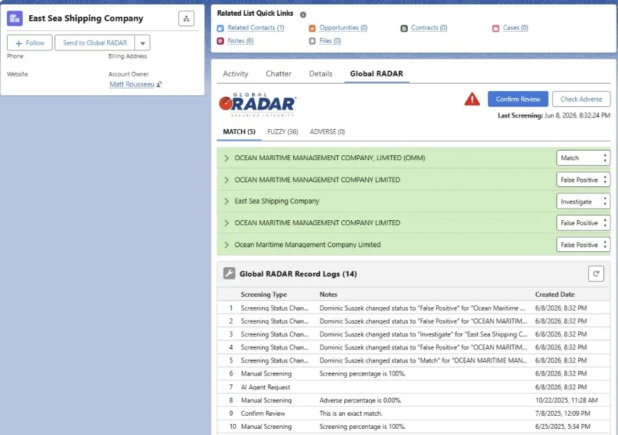 Global RADAR — screenshot from the Salesforce AppExchange listing