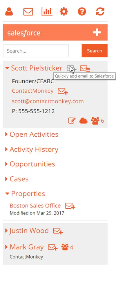 Gmail Inbox, Email Tracking, Mail Merge, and Template Integration by ContactMonk for Salesforce — screenshot