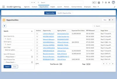 GovBD®: A BD Life-cycle Management Tool for Government Contractors for Salesforce — screenshot
