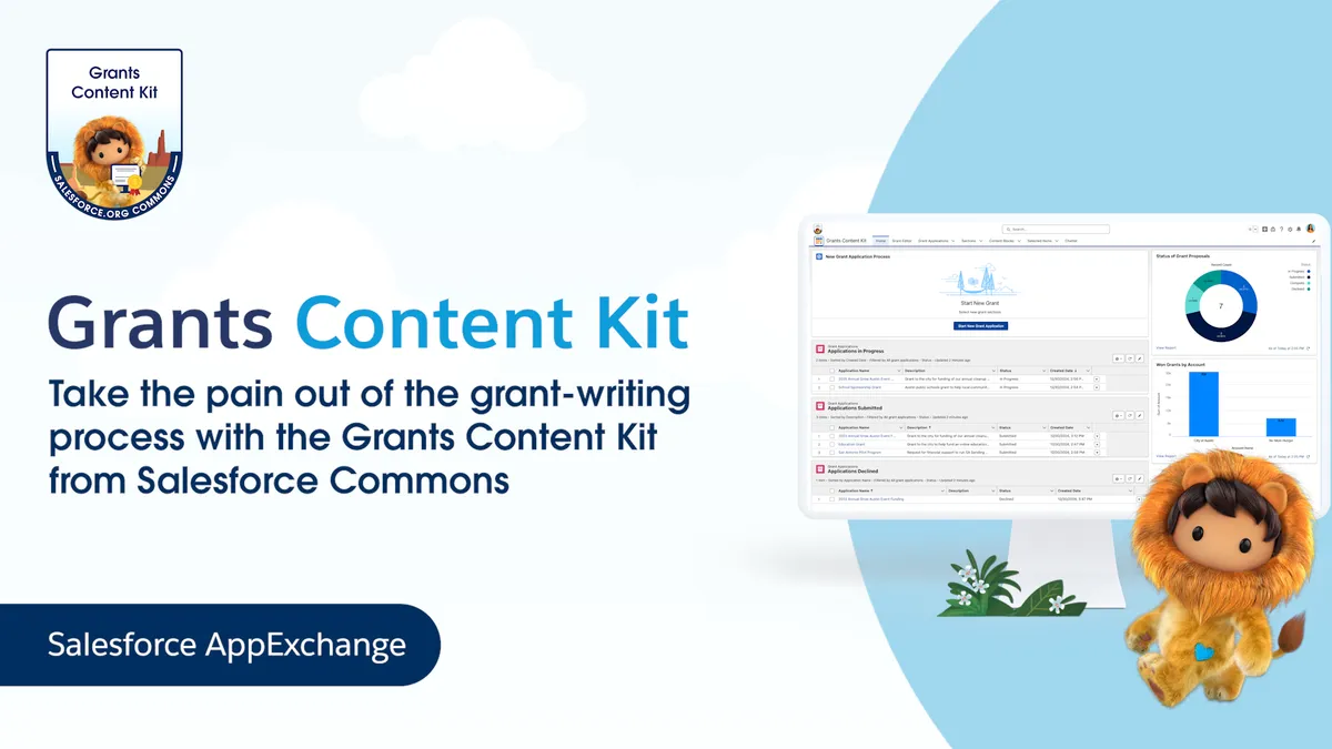 Grants Content Kit — screenshot from the Salesforce AppExchange listing