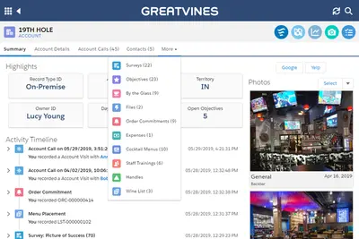 GreatVines Beverage Sales Execution Platform - CRM, Analytics, Surveys, and More for Salesforce — screenshot