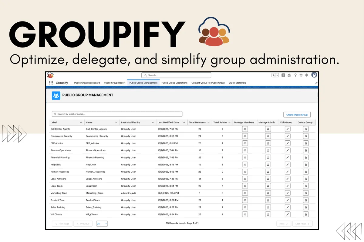 Groupify — screenshot from the Salesforce AppExchange listing