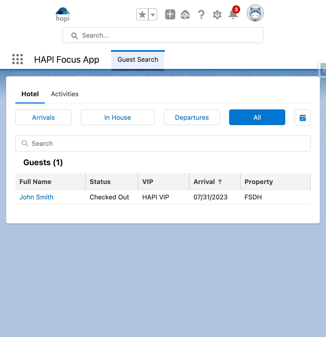 Hapi Guest Focus — screenshot from the Salesforce AppExchange listing