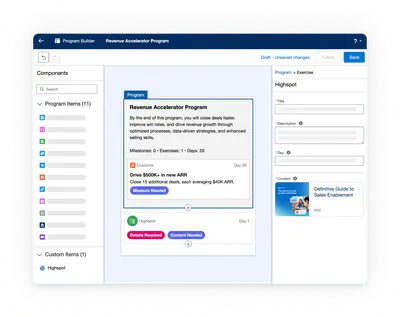 Highspot for Sales Programs for Salesforce — screenshot