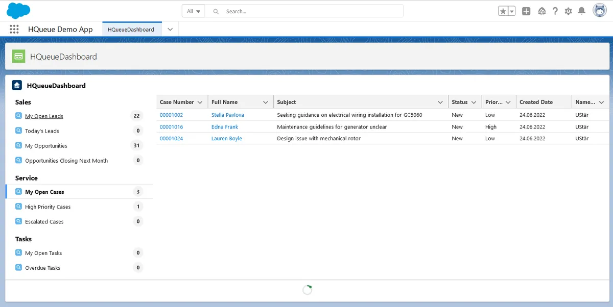 HQueue — screenshot from the Salesforce AppExchange listing