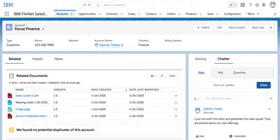 IBM FileNet Content Manager Connector for Salesforce for Salesforce — screenshot