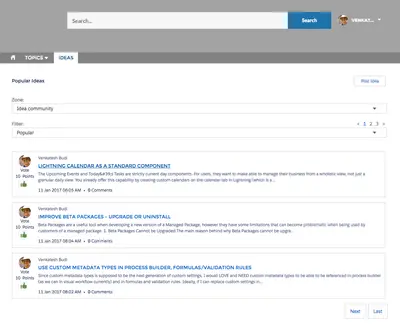 Ideas for Community (Lightning component) for Salesforce — screenshot