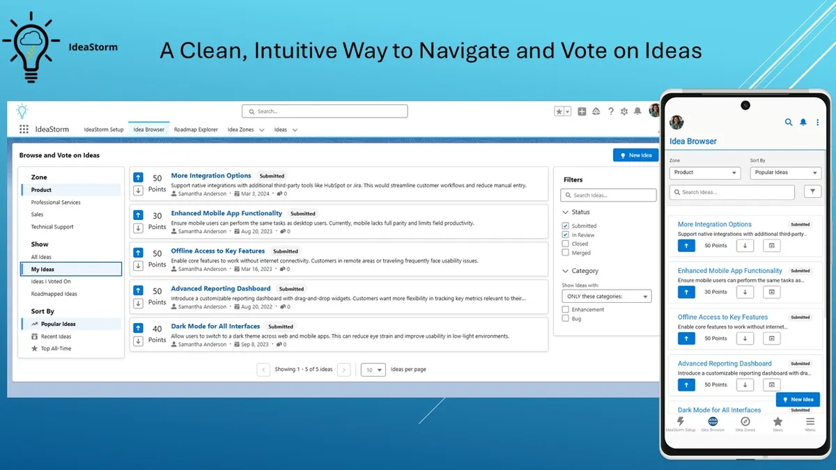 IdeaStorm — screenshot from the Salesforce AppExchange listing
