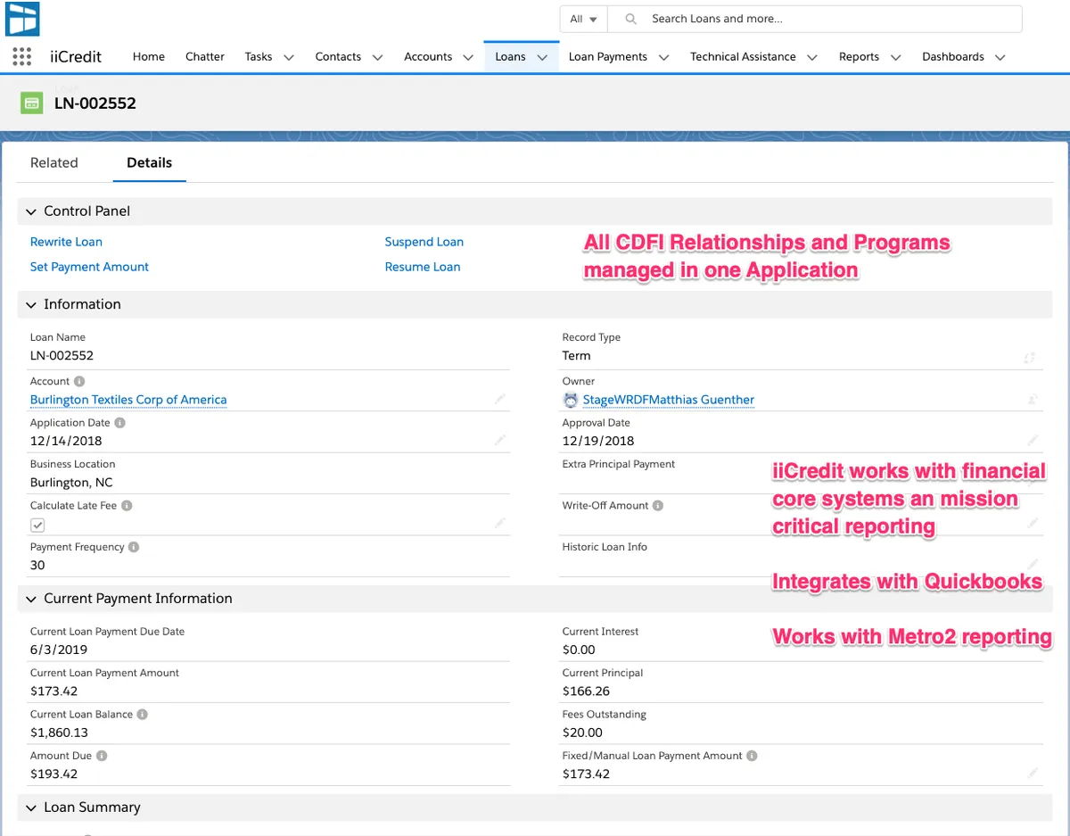 iiCredit — screenshot from the Salesforce AppExchange listing